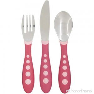 Gerber Graduates BPA Free Graduates Kiddy Cutlery Set of Fork Spoon and Knife- Pink - B0191950DW